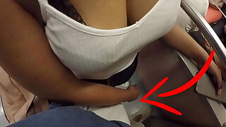 Unknown Flaxen-haired Milf with Big Tits Started Touching My Dick in Undeserving of railway ! That's called Clothed Sex?